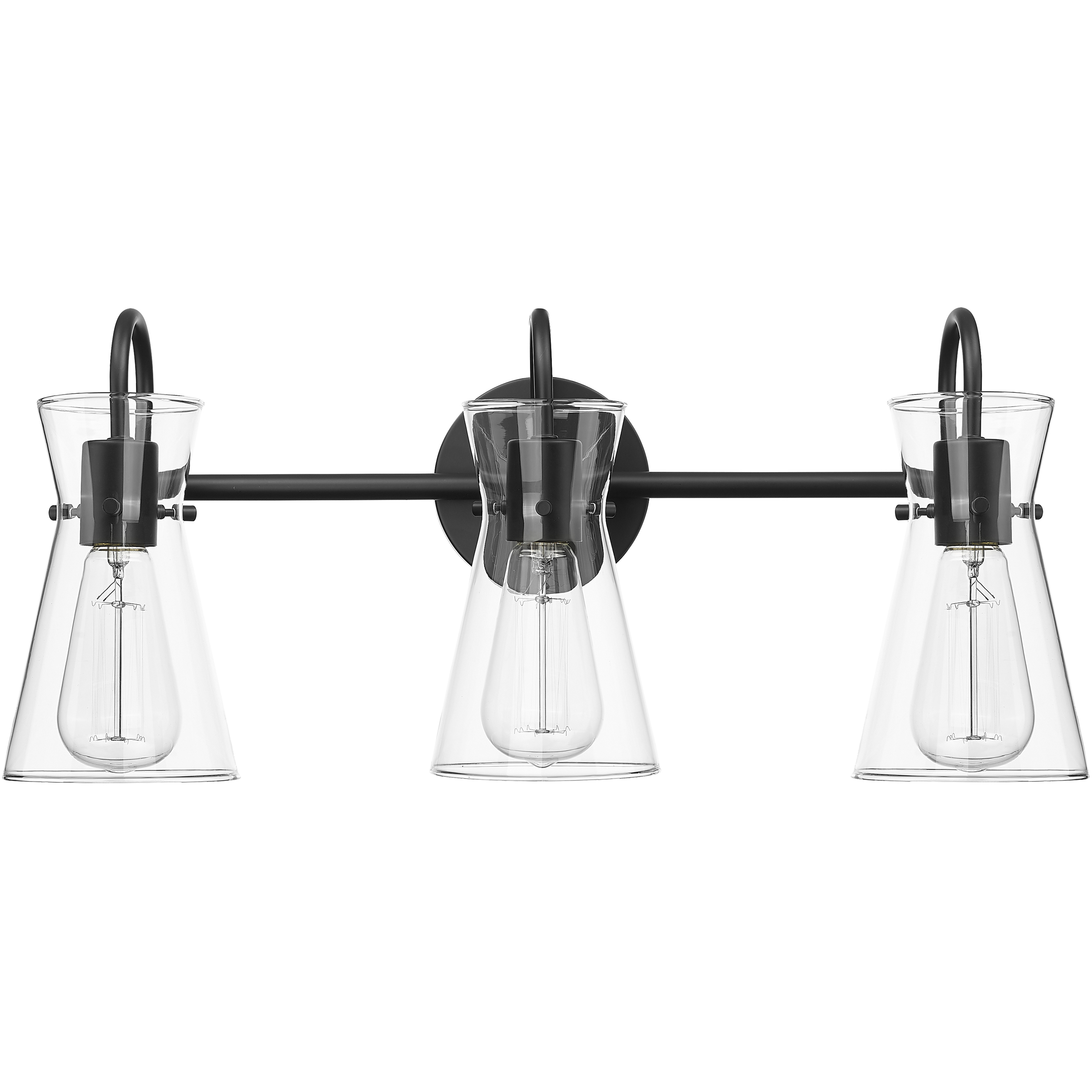 Camellia 3 Light 22 inch Matte Black Bathroom Vanity Light Wall Light